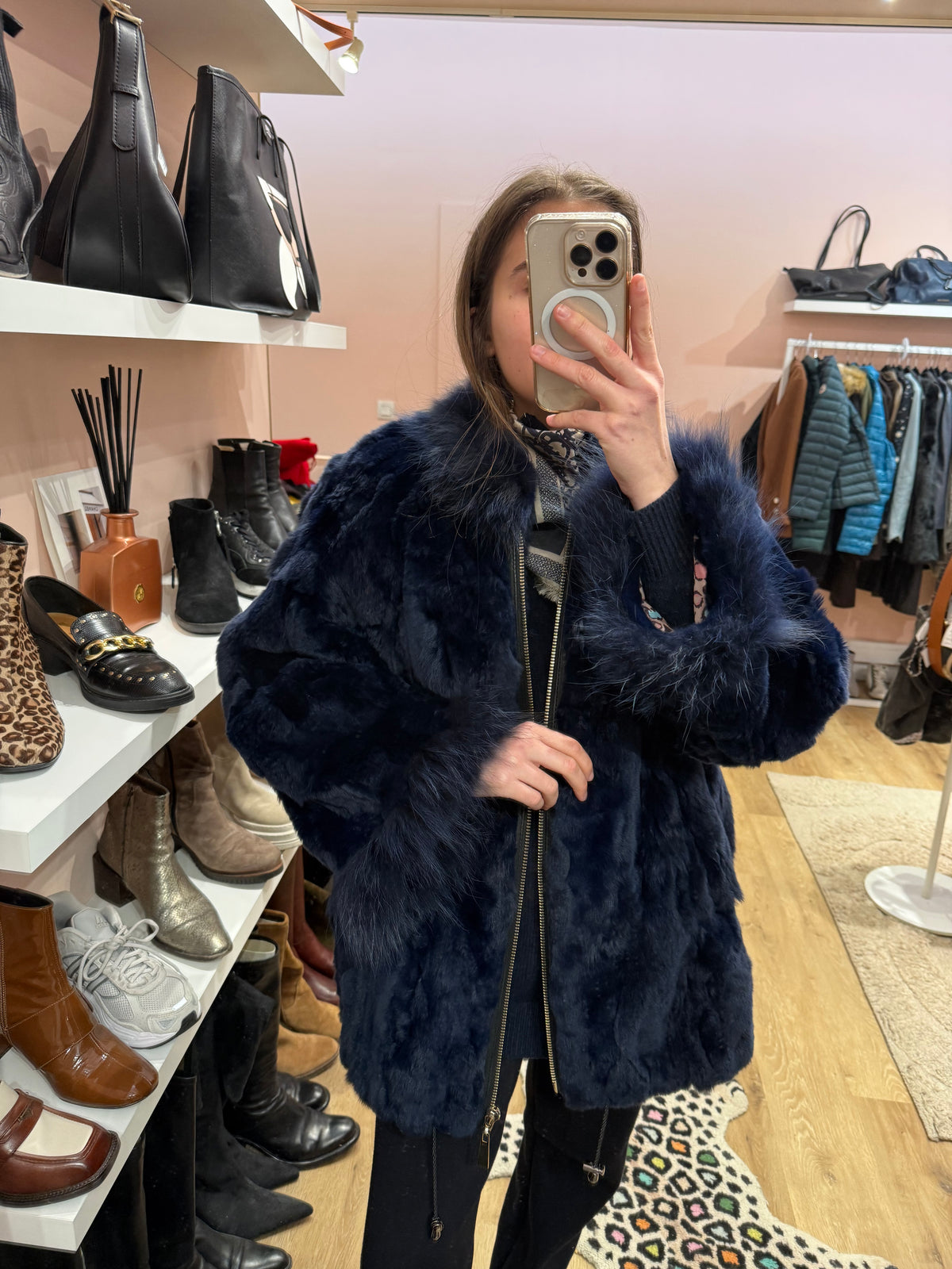 Veste en fourrure lapin T.U