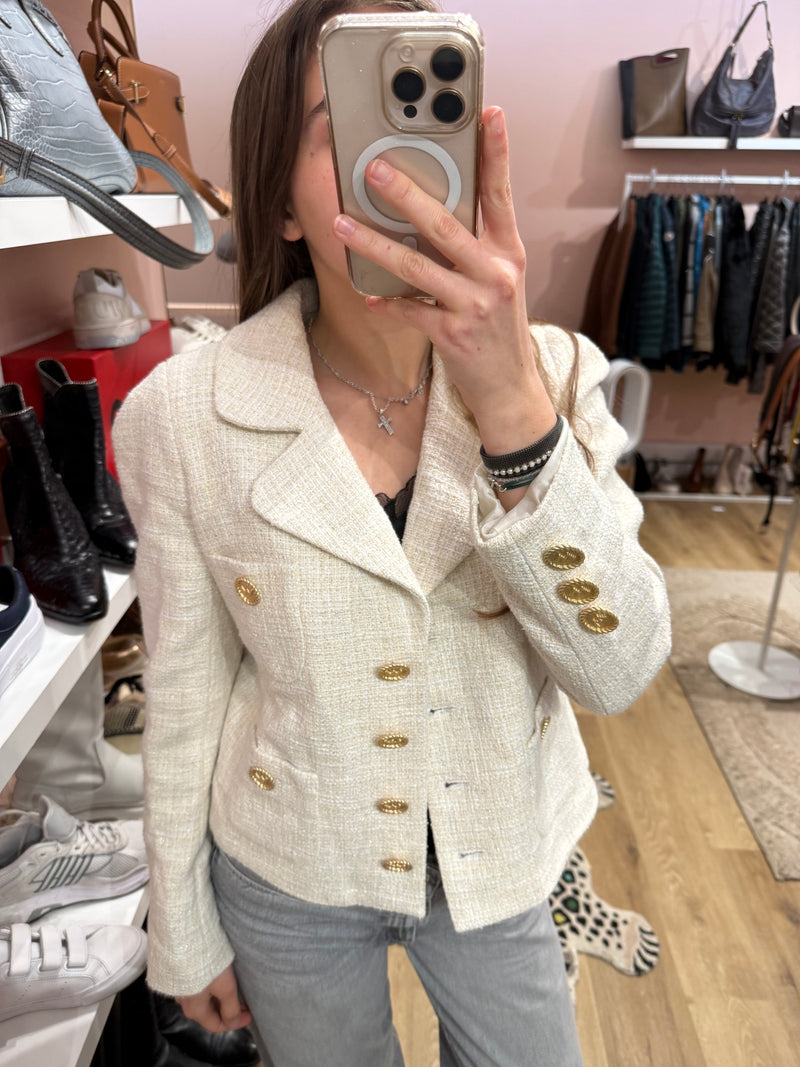 Veste tweed blanche boutons or Weill T.M