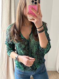 Blouse Ba&sh verte serpent T.XS