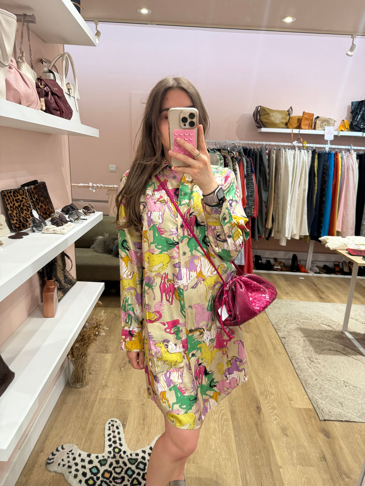 Zadig & Voltaire Robe Beige et verte Robe soie chevaux T.S/M 30/06