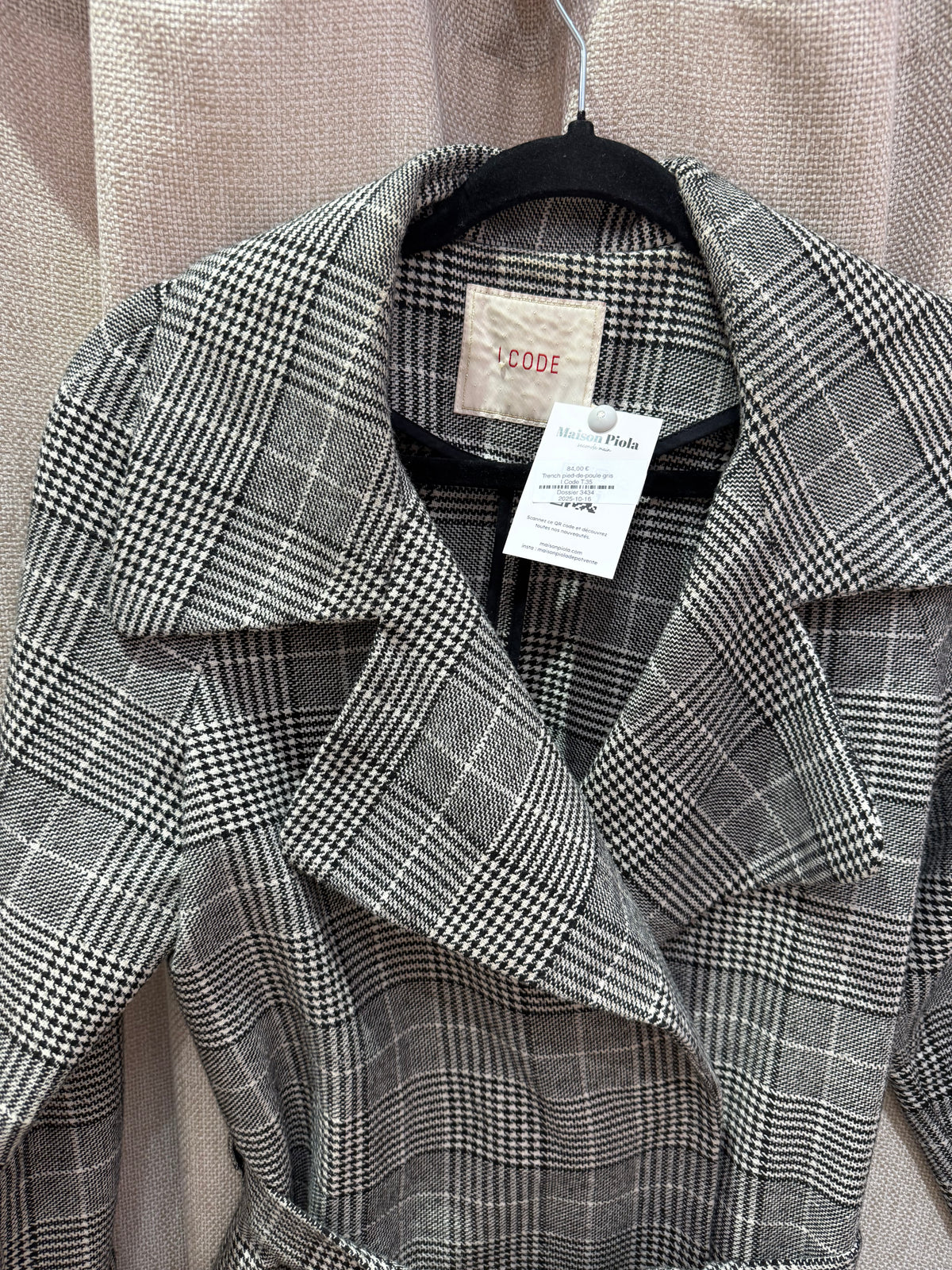 Trench pied-de-poule gris I.Code T.36