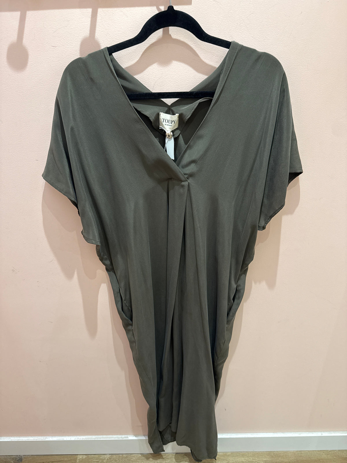Robe en soie kaki Toupy T.S/M