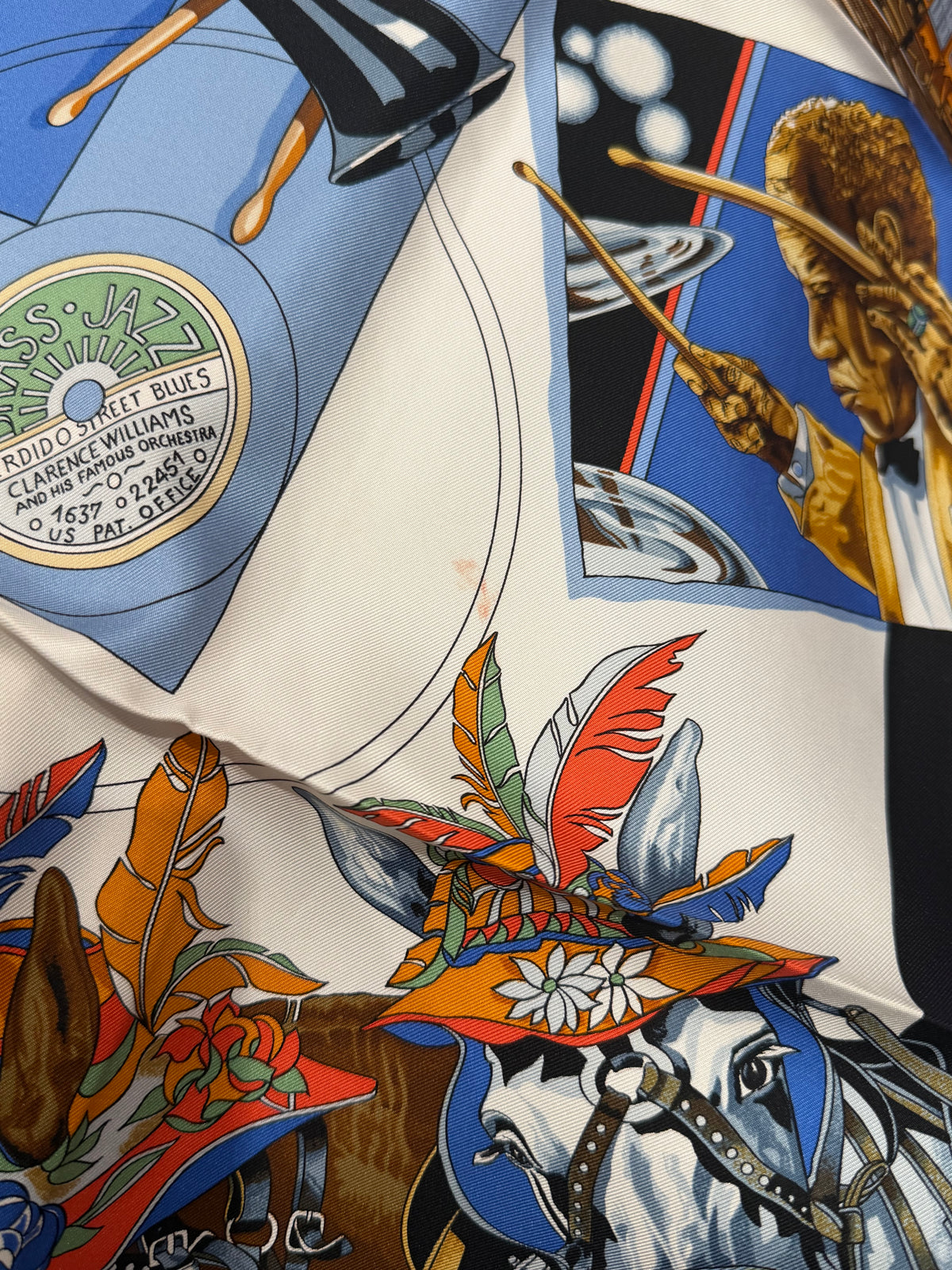 Foulard bleu Hermès 15/10
