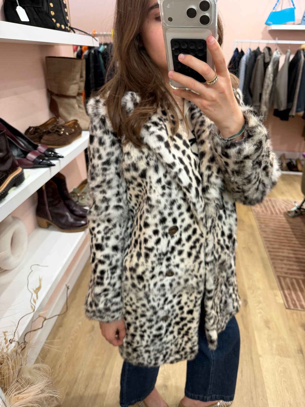 Manteau en fourrure Maje T.S blanc et noir 04/09