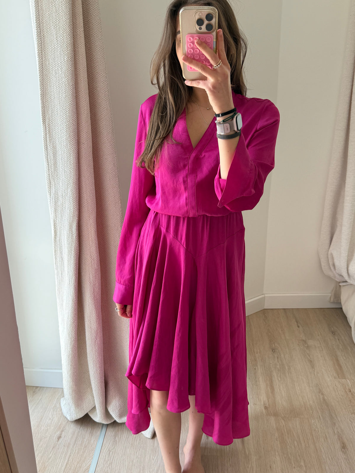Robe rose satin Maje T.L