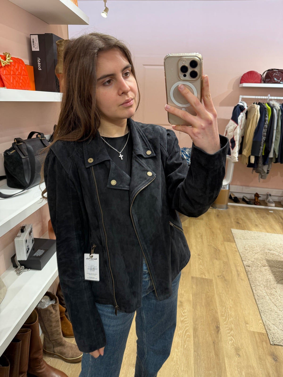 One Step - Veste en cuir bleue - T.42