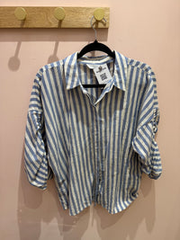 Chemise Yaya beige et bleu rayures T.L