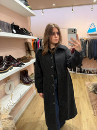 ba&sh - Manteau long noir chiné - T.M 07/09
