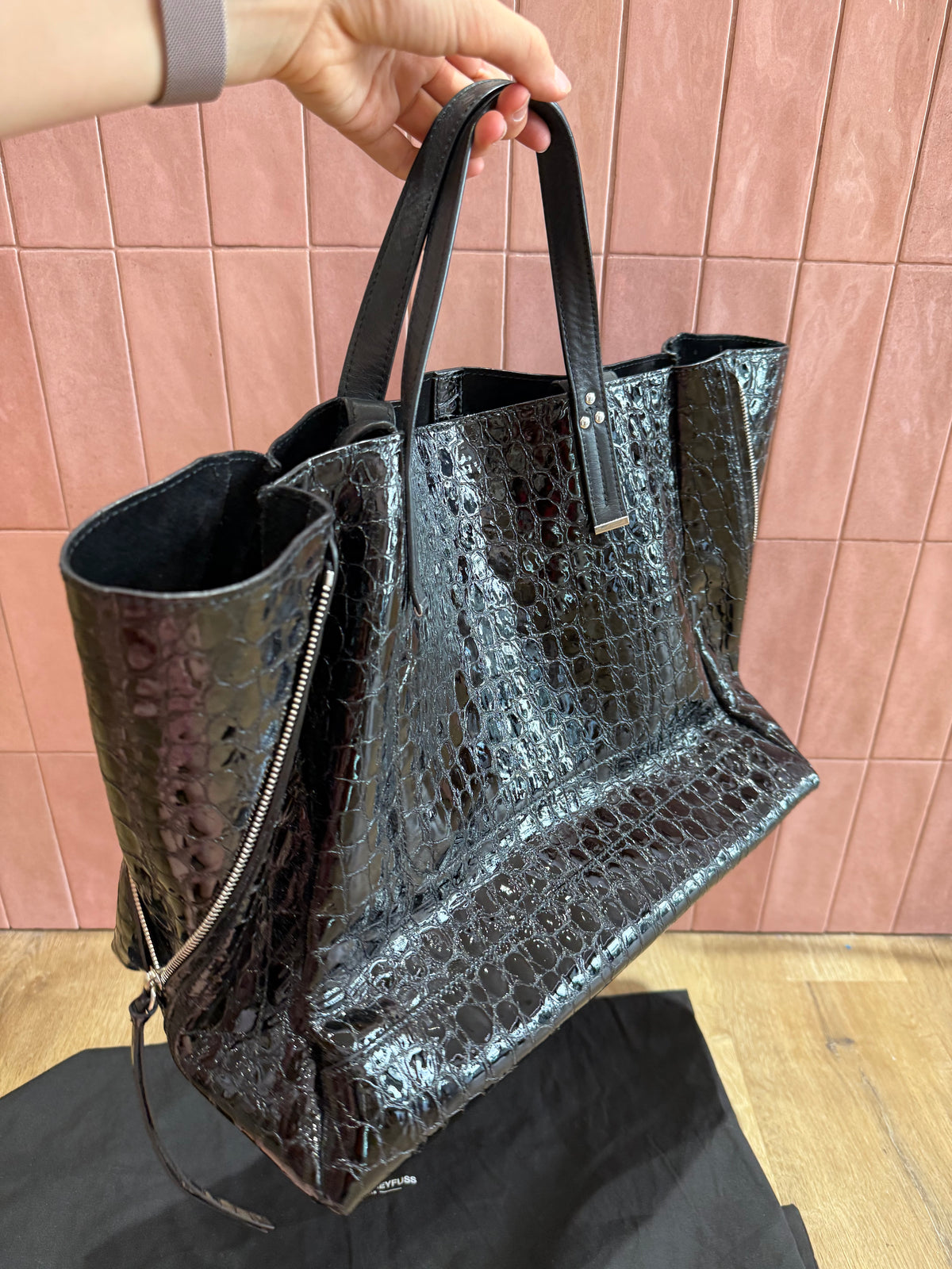 Sac noir croco Jérôme Dreyfuss 24/06