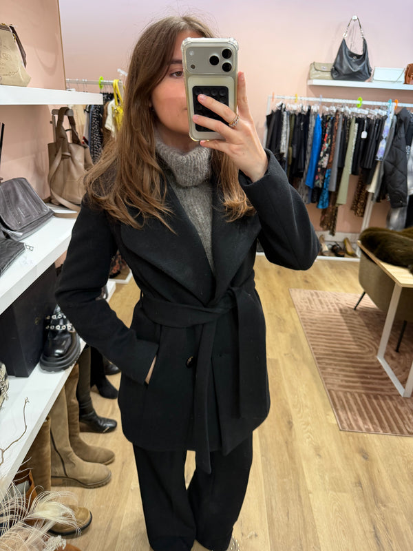 Manteau noir ceinturé Liu Jo T.36 16/10