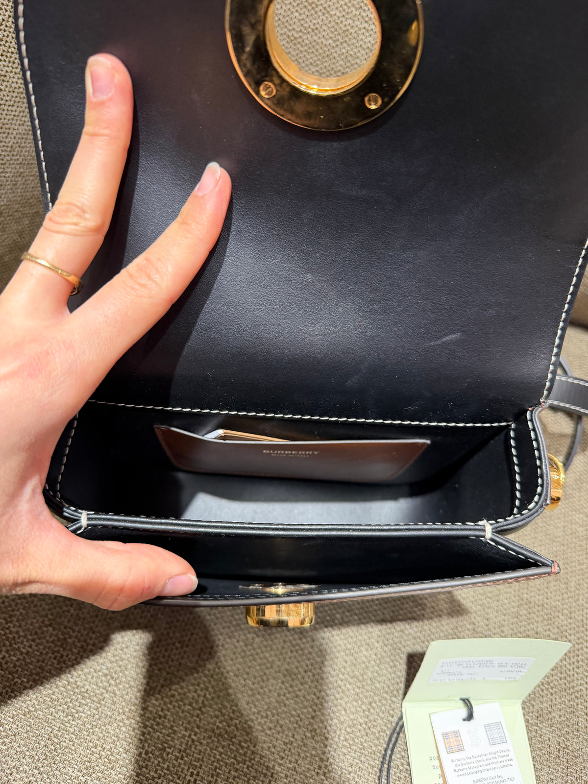 Sac bandoulière Burberry Elizabeth — Dark Birch Brown Check & Leather 15/10