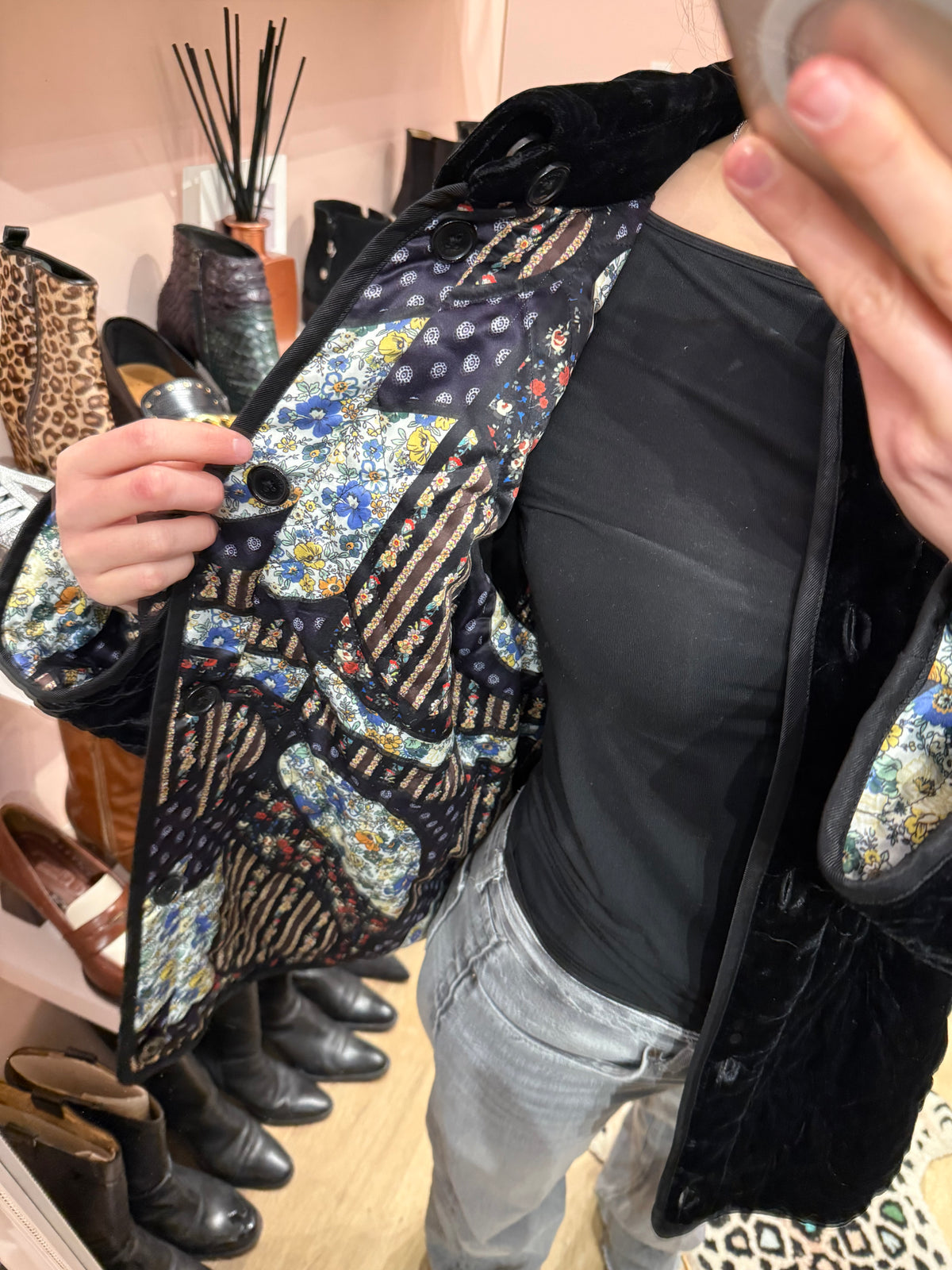 Veste courte velours noir réversible Sandro T.M