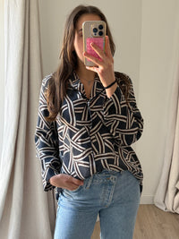 Chemise Max Mara Marron et bleu T.40 soie