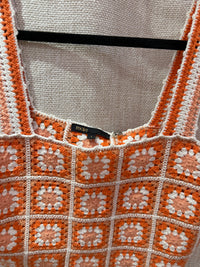 Maje Top crochet blanc orange T.S 14/06