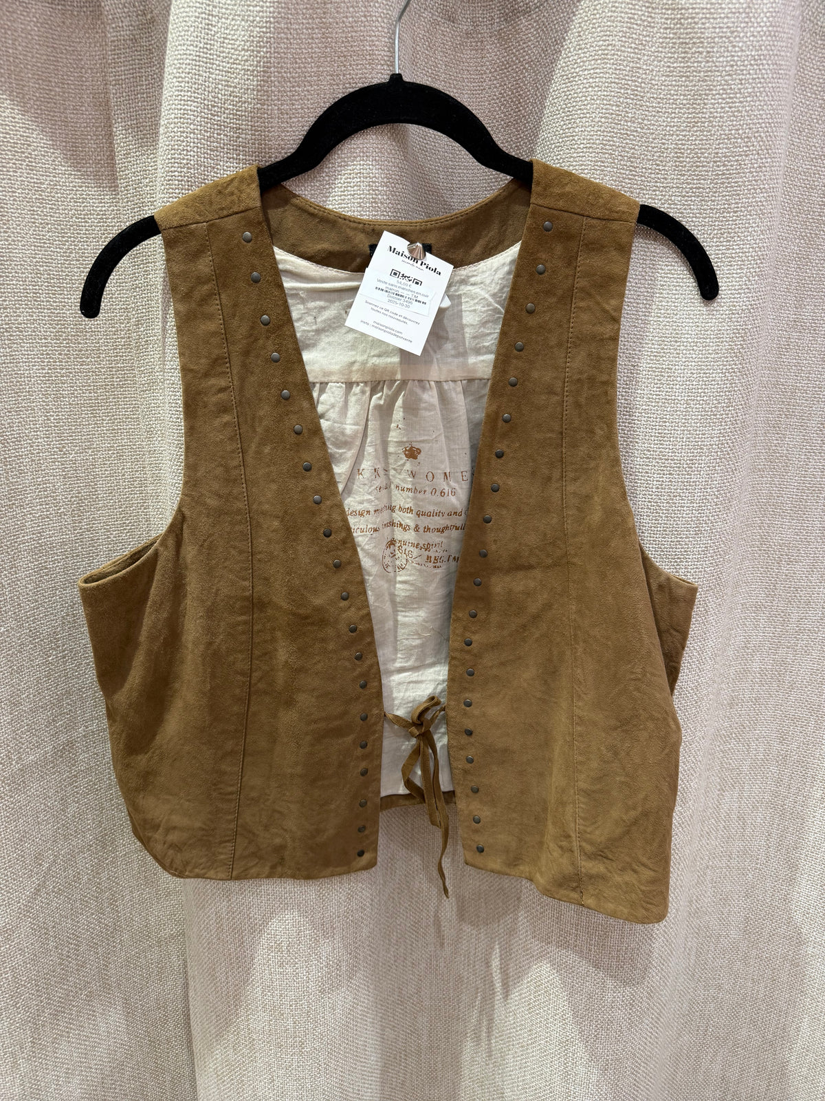 Veste sans manches en cuir marron — — T.M ikks