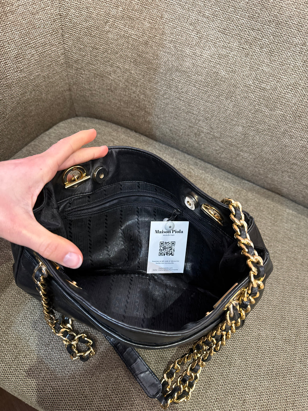 Sac en cuir noir vintage