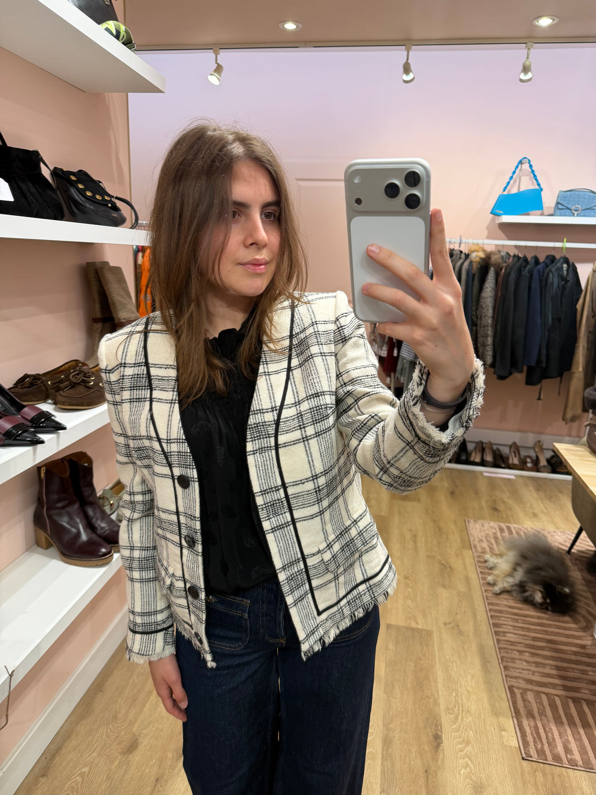 Claudie Pierlot Blazer Blanc T.36 TWEED/CARREAUX 07/09