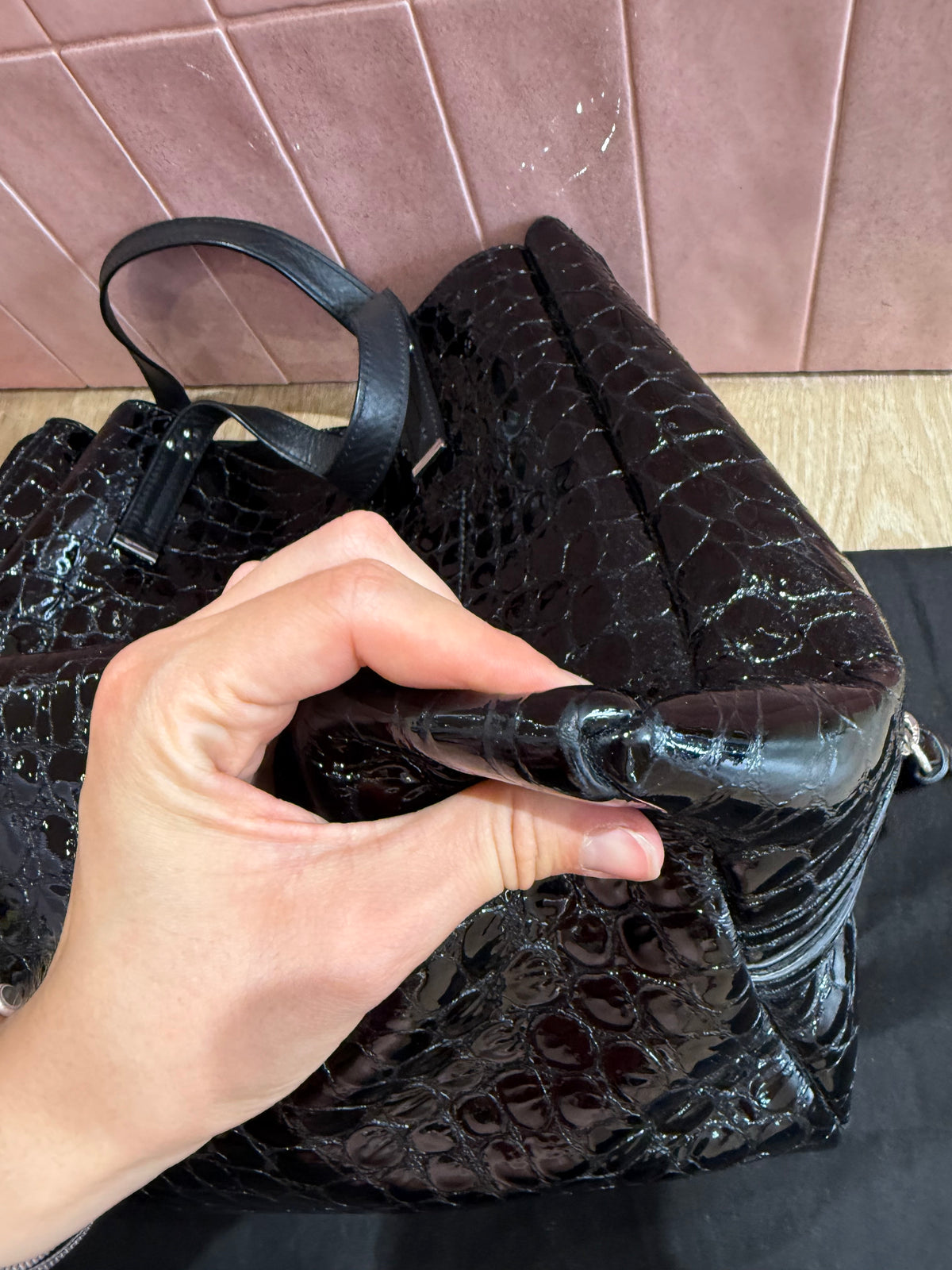 Sac noir croco Jérôme Dreyfuss 24/06