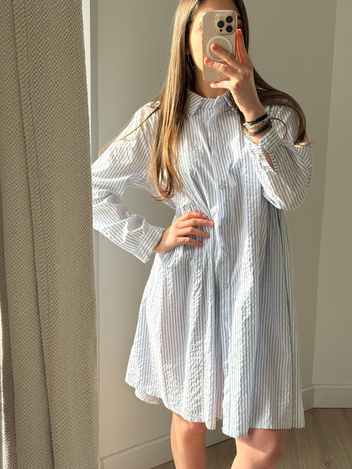 Robe à rayures bleu ciel T.U