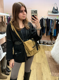 Sac bandoulière en daim beige ikks 23/10