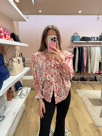 Chemise blanche à fleurs rouges Bérénice T.XS 31/05