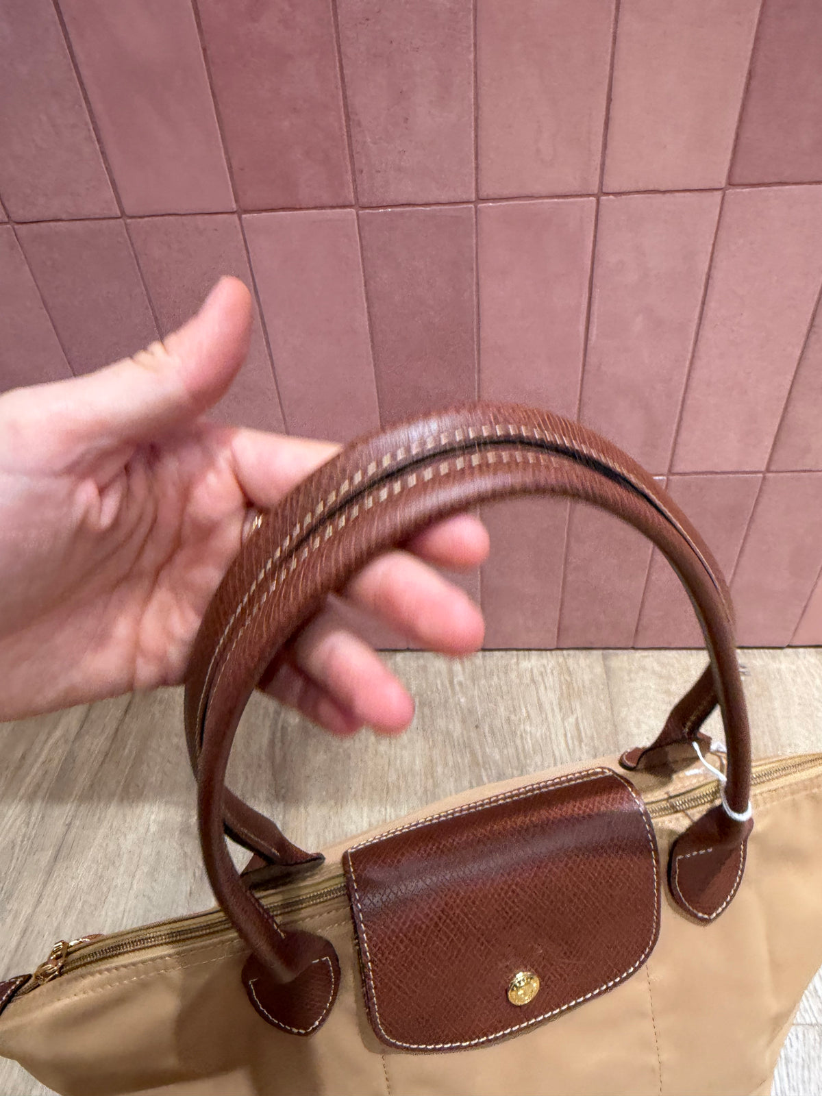 Sac Pliage camel en toile Longchamp T.U 05/09