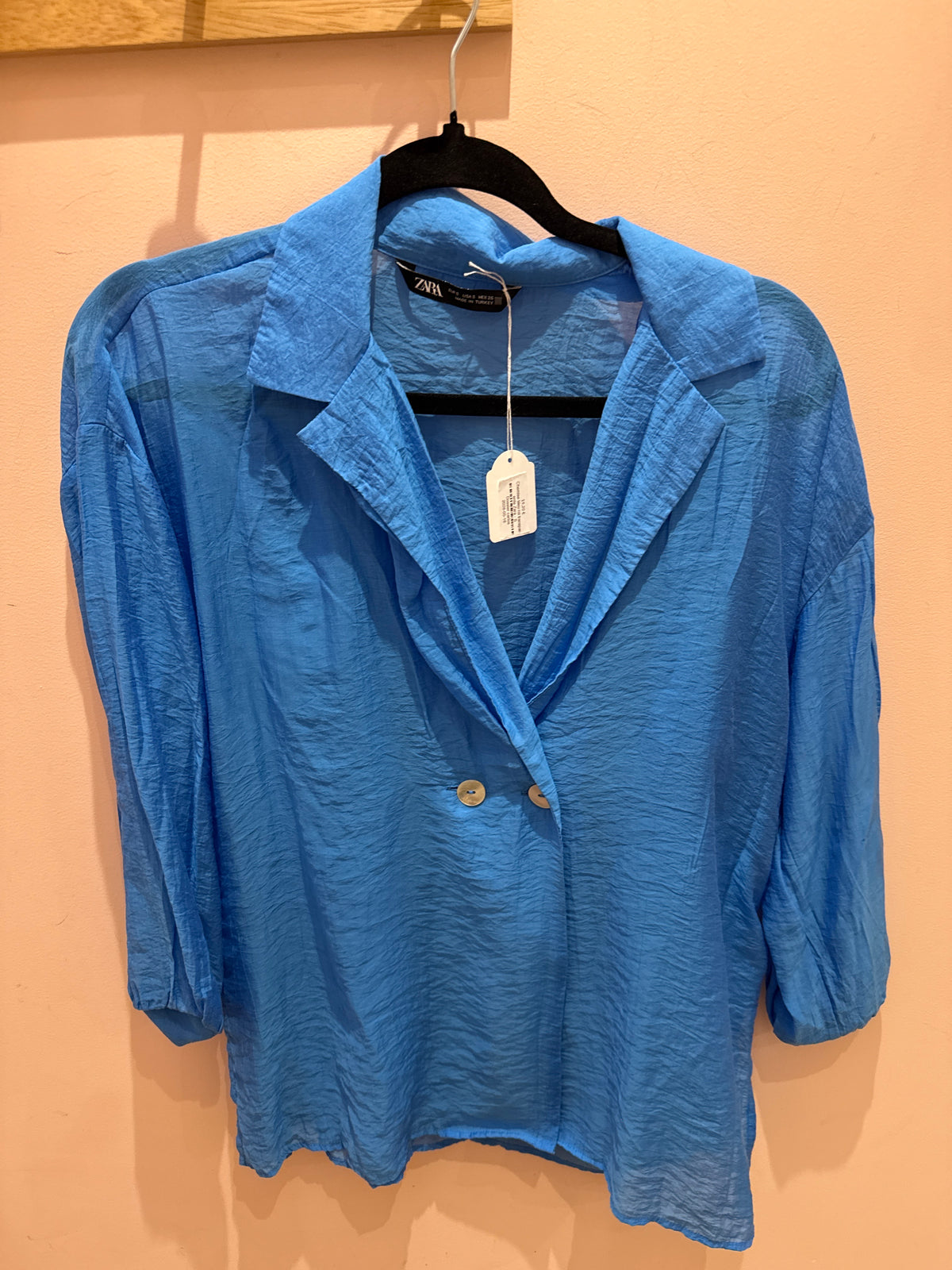 Chemise bleu roi transparente Zara