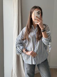 Chemise Yaya beige et bleu rayures T.L