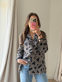 Chemise Max Mara Marron et bleu T.40 soie