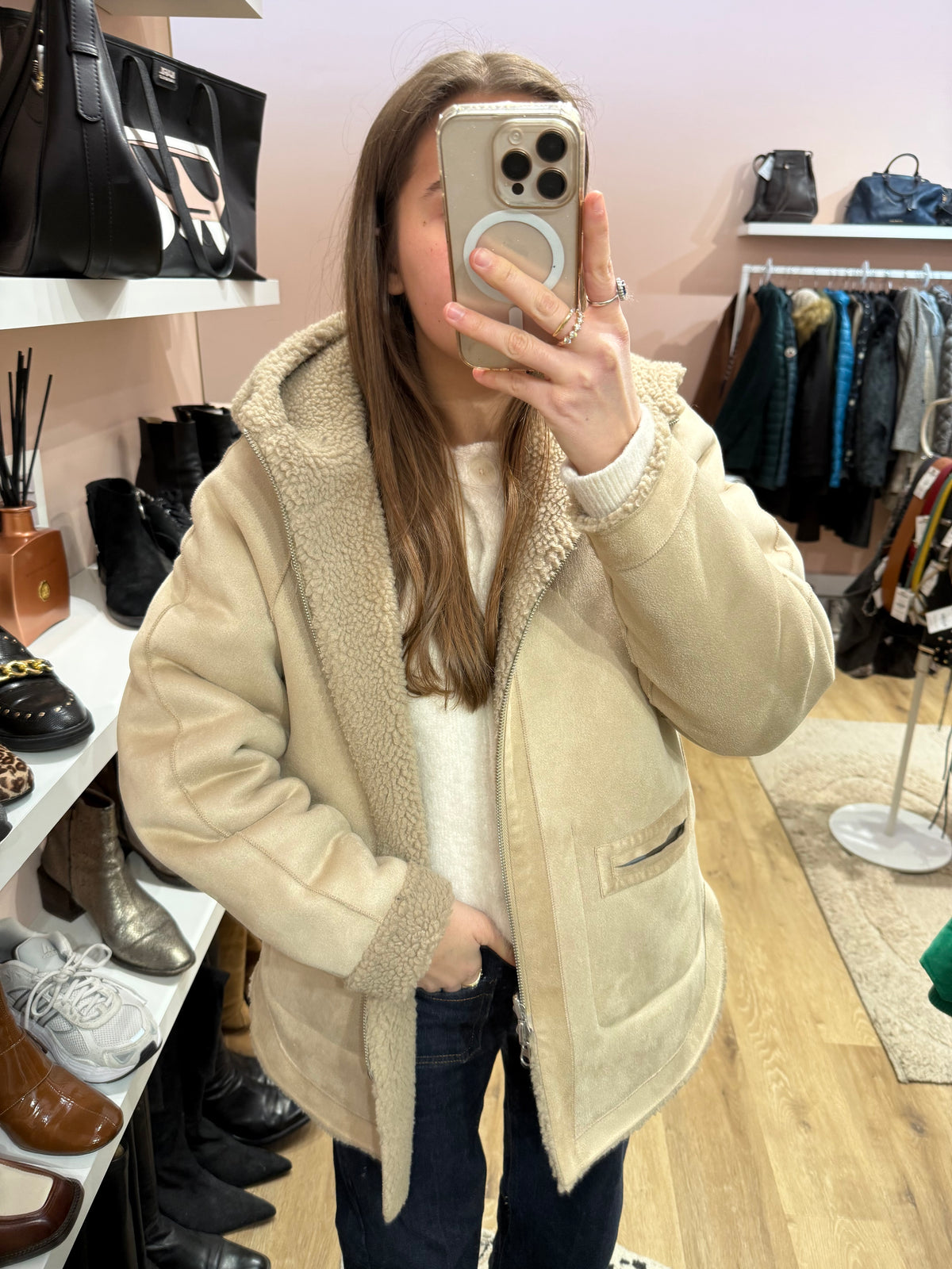 Veste beige fausse fourrure Weill T.S