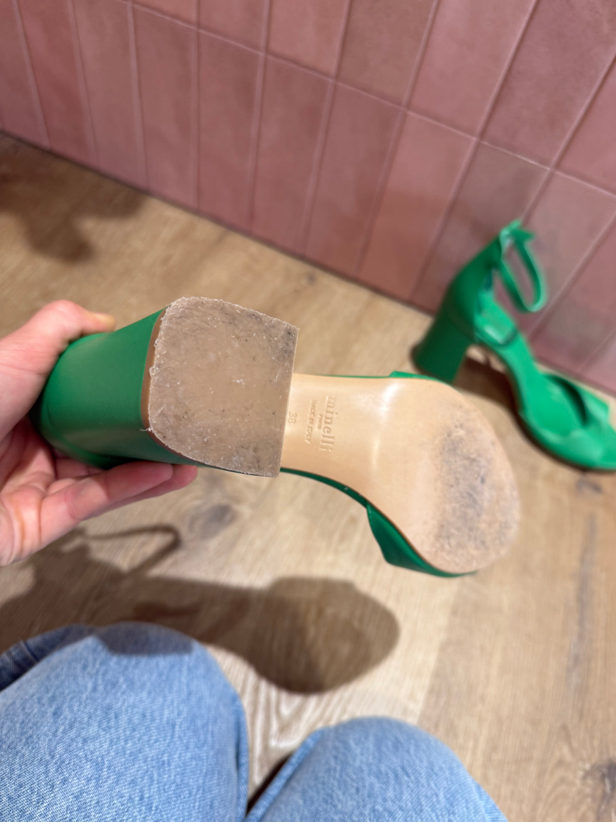 Minelli Sandales vertes à talon T.38 05/06