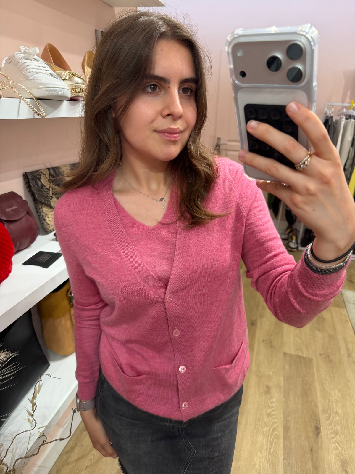 Bompard Twin-set gilet rose cachemire 30/07