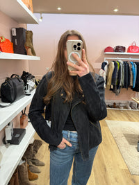 One Step - Veste en cuir bleue - T.42