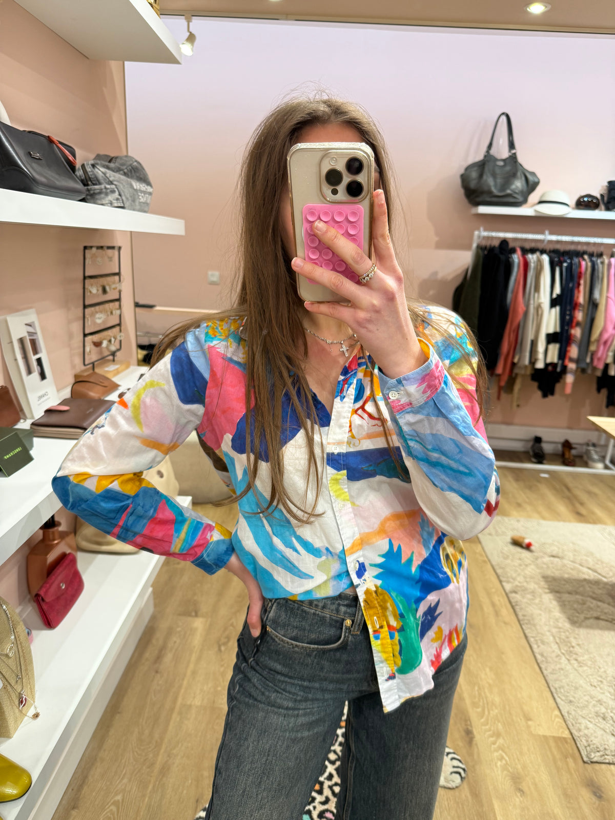 Chemise Sezane Rose et bleu T.38