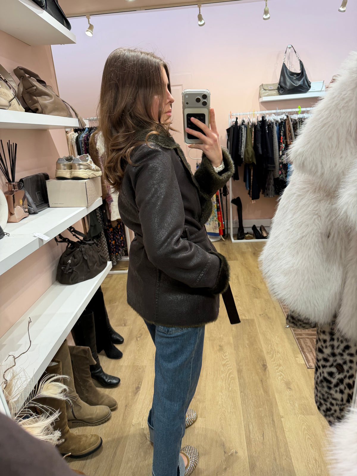 Veste marron effet peau lainé Gerard Darel 12/10