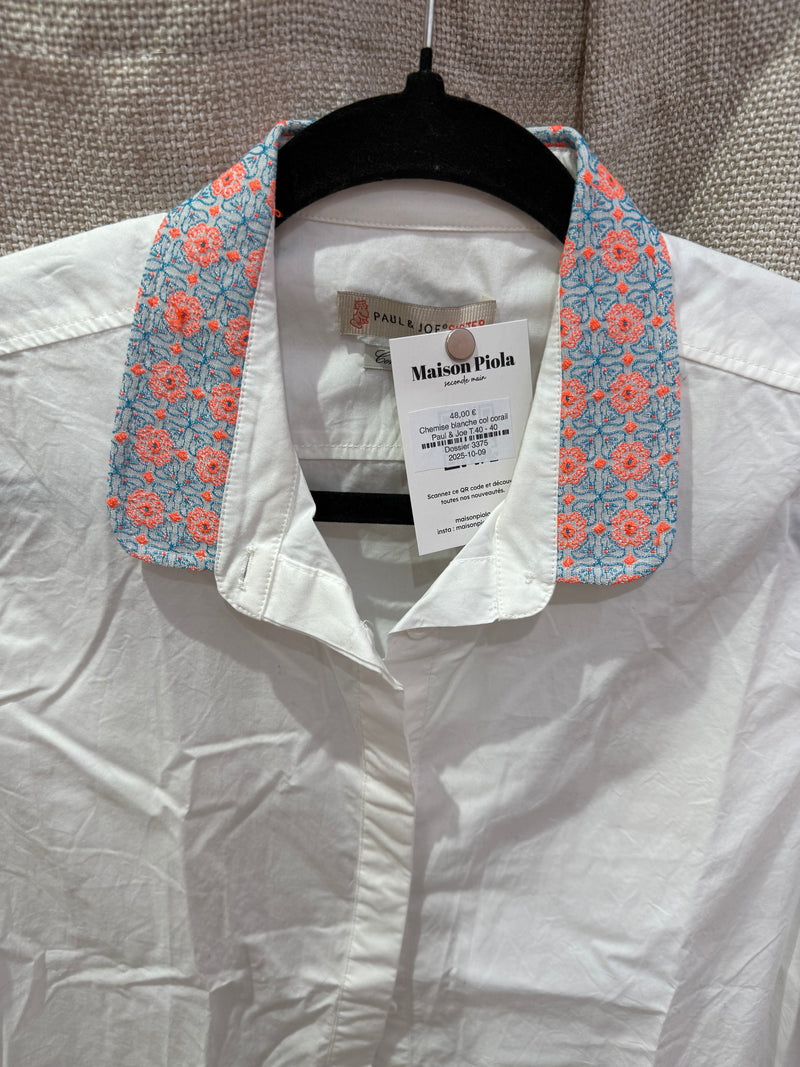Chemise blanche col corail Paul & Joe T.40
