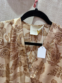 Robe longue en soie beige et marron Momoni T.XL 17/06