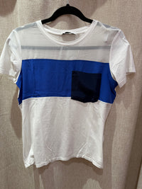 T-shirt blanc bande bleue Sandro T.S