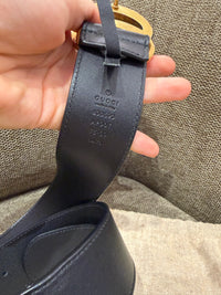 Ceinture en cuir à grosse boucle dorée GG Gucci T.S 20/09