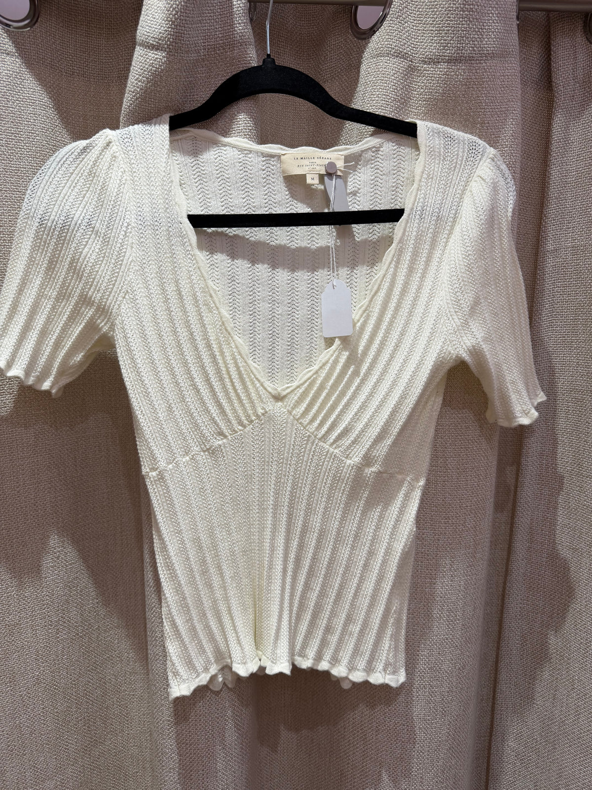 Top blanc en maille Sézane T.M