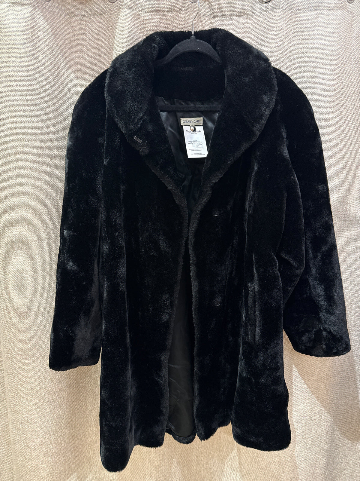 Manteau noir Gérard Darel T.42 - fausse fourrure