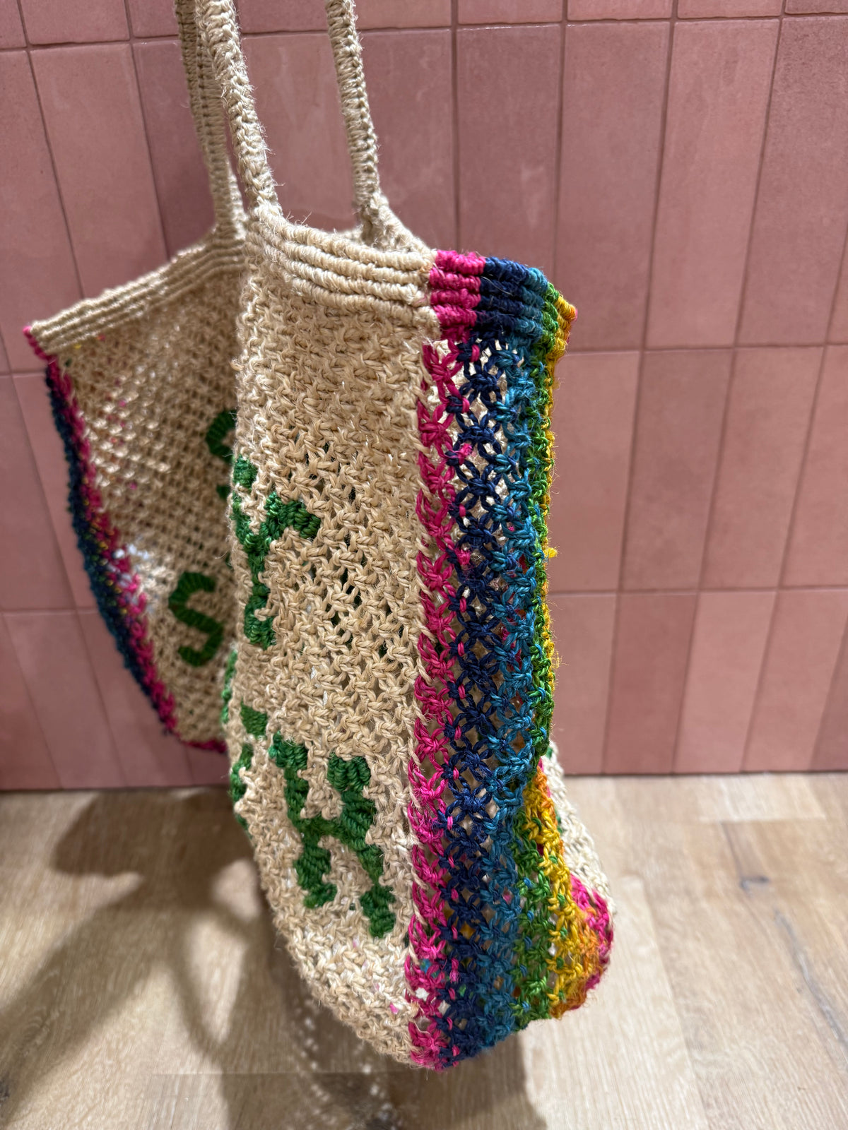Sac cabas beige et rose 27/05
