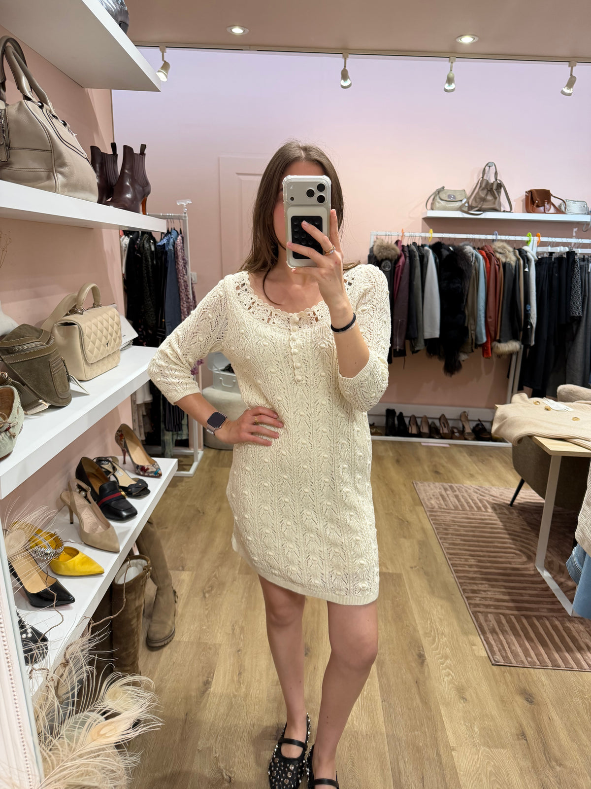Robe longue en crochet beige Sézane T.36 21/09