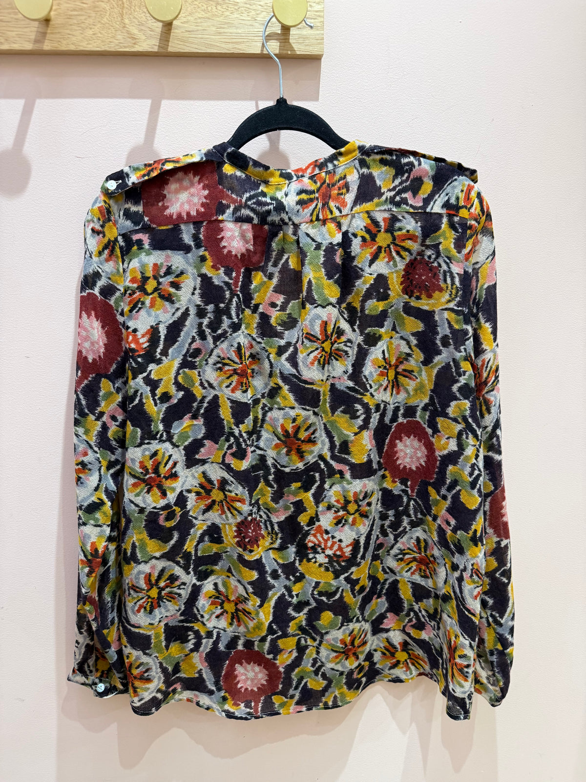 Antik Batik Marron jaune et verte T.L - Blouse