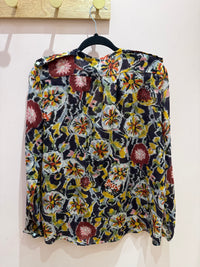 Antik Batik Marron jaune et verte T.L - Blouse