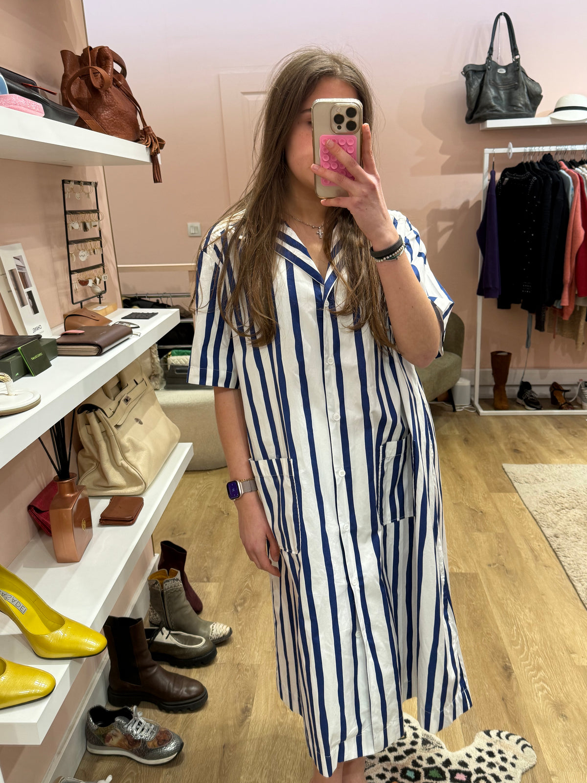 Robe APC blanche et bleue rayures T.M