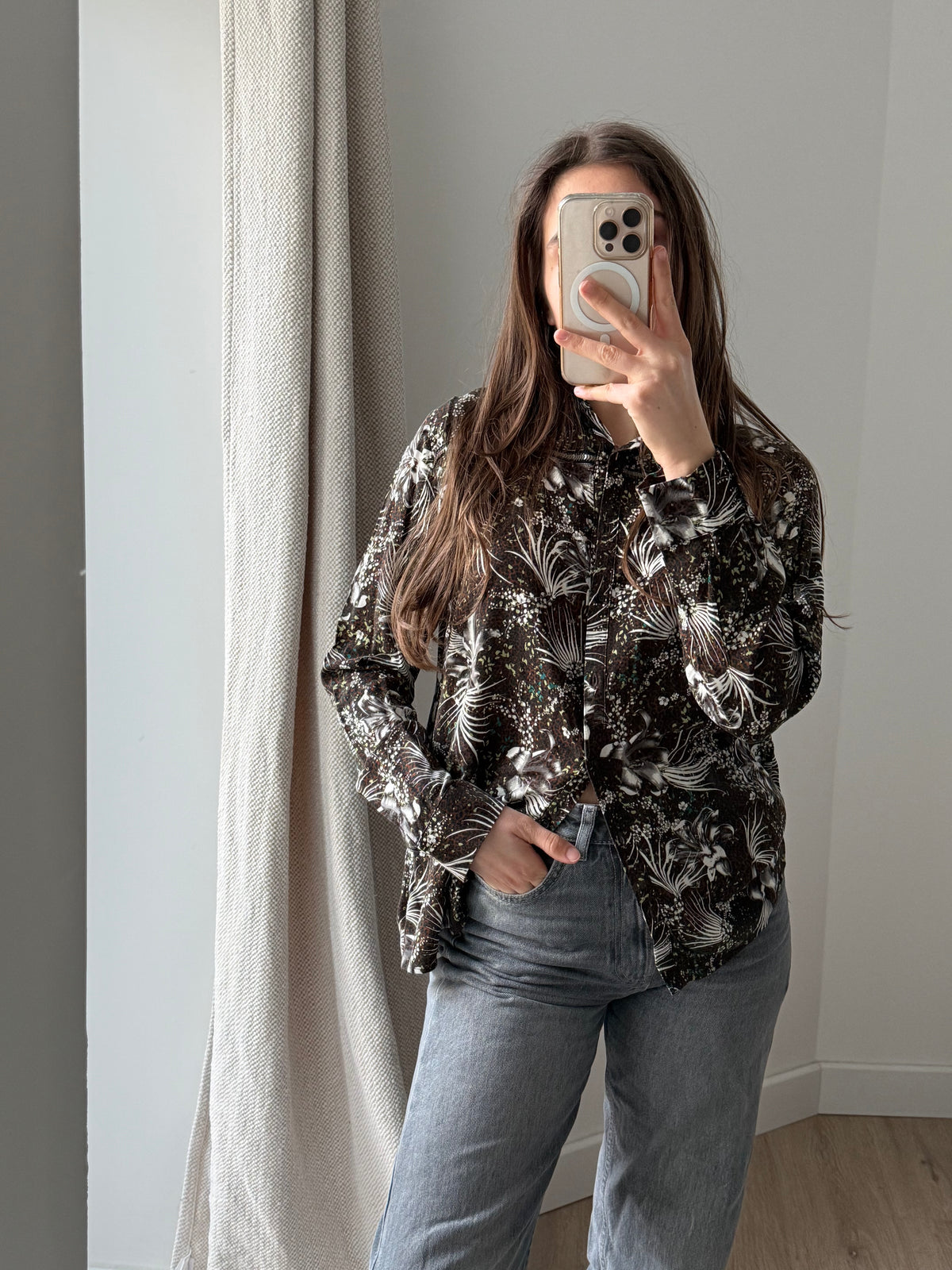 One Step - Chemise marron taches vertes - marron taches vertes - 44