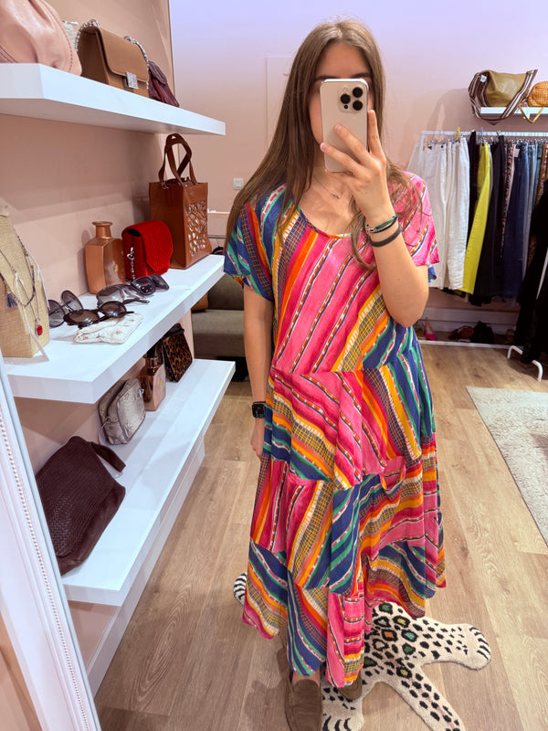 Orientique Robe rose et verte T.XL 12/07