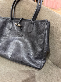 Sac cabas Longchamp noir effet croco 10/10