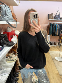 Pull noir bandes beige Weill T.L